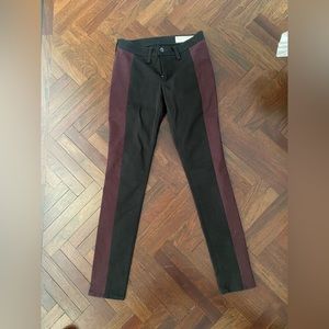 Rag & bone black skinny Jean with maroon stripe
